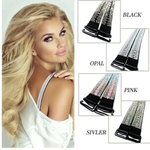 Jaqueline Kent Black Rhinestone Bra Straps Black or Cocoa, Choose One